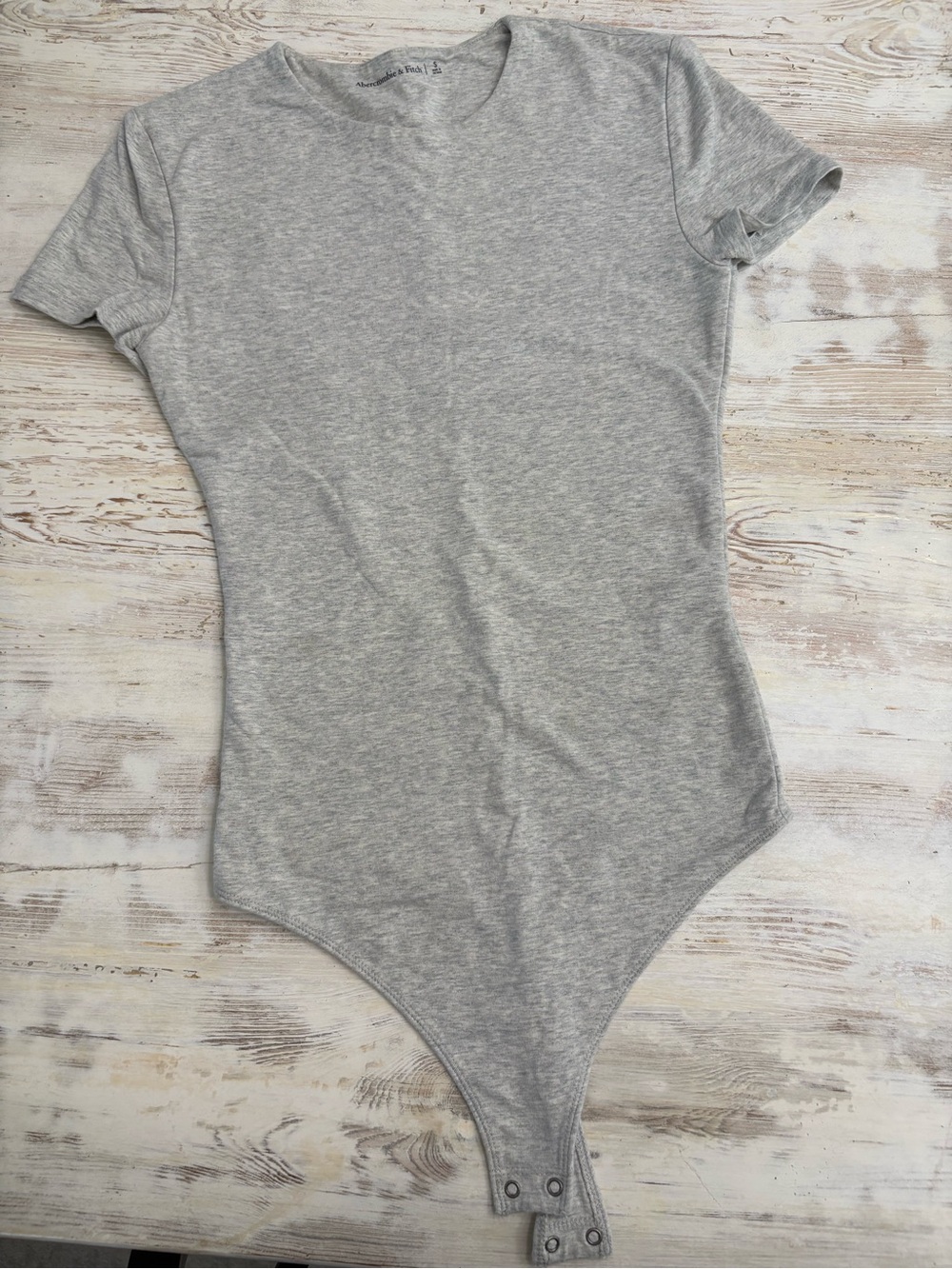 Abercrombie & Fitch Light Heather Gray Short Sleeve Bodysuit